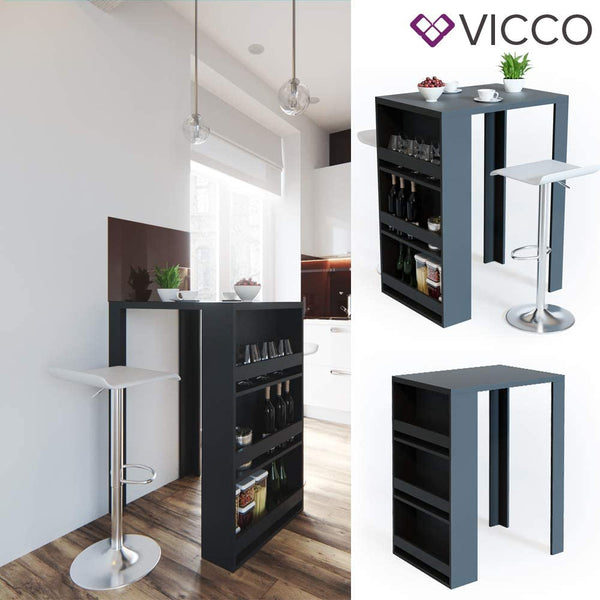 Vicco tavolo da bar Penisola Bancone Tavolino caffè 3 livelli Antracit