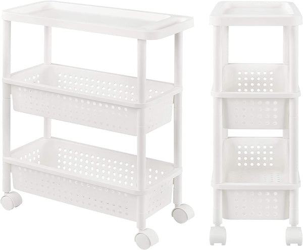 Scaffale portaoggetti con Ruote Bianco carello da Bagno o Cucina – Vicco