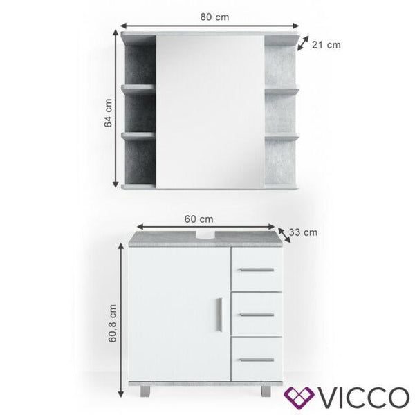 VICCO Mobile da bagno ILIAS Bagno Specchio Scaffale Credenza di