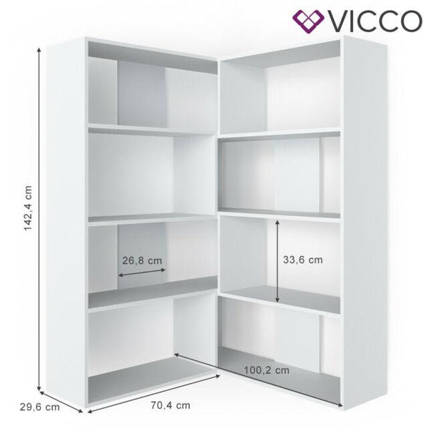 Vicco Scaffale angolare Ecki Libreria bianco 5 scomparti Scaffalatura