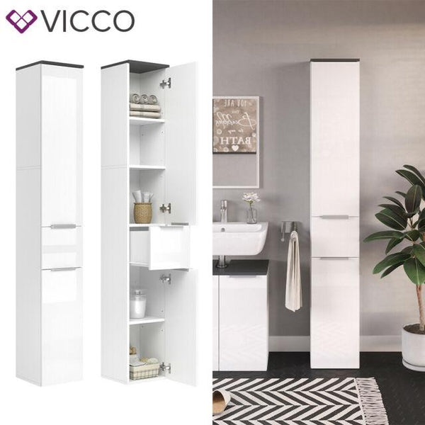 Vicco Mobile bagno alto Ilias, Calcestruzzo/Bianco, 60 x 190 cm :  : Casa e cucina