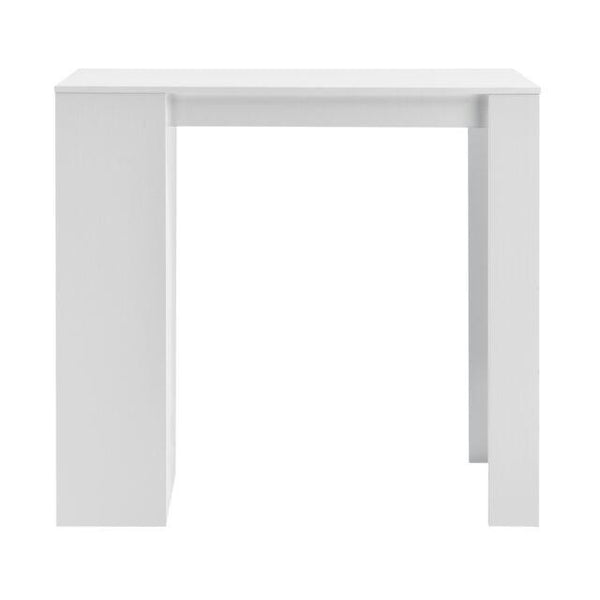 Tavolo penisola da cucina con 4 ripiani, Mobile da bar, Tavolo alto  ausiliare, cm 112x49,50xh106, colore Bianco e Cemento