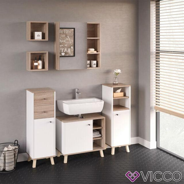 Vicco Mobile bagno alto Nino, Bianco/Rovere artigianale, 39.2 x