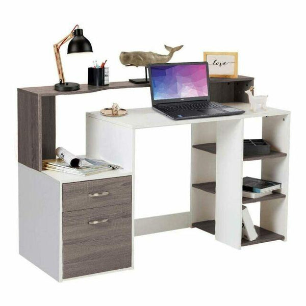 Scrivania con Libreria Tavolo Porta Pc Computer in Melanina Casa Uffic –  Vicco