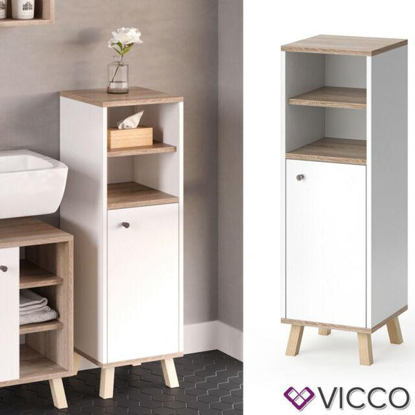 Vicco Mobile bagno alto Fynn, Bianco/Sonoma/Sonoma, 30 x 190 cm :  : Casa e cucina