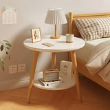 Tavolino da Letto Bianco a Doppio Strato Rotondo Versatile Stile Minimalista Moderno