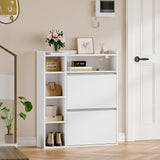 Scarpiera Stretta a 2 Ante con 5 Scomparti Aperti | Regolabile Contiene 8-12 Paia di Scarpe