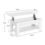 Tavolino da Caffè Sollevabile Tavolo Elevabile Moderno da Salotto Divano Bianco