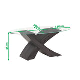 Tavolino da Salotto FOX piano in vetro temperato design Moderno
