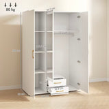 Armadio Ante con Specchio e 2 cassetti 120x195x55 cm (Bianco)