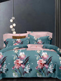 3 pezzi di set di biancheria da letto con copripiumino floreale elegante (1 copripiumino + 2 federe)