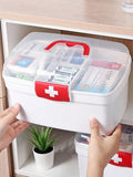 Grande capacità Doppio strato Scatola di immagazzinaggio portatile in plastica per medicina per luso domestico