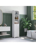 Mobiletto a Colonna Bagno Salvaspazio Armadietto Bagno Multifunzione per Camera con 3 Ripiani 34x24x170cm