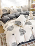 4 pezzi/Set biancheria da letto con design stampato reversibile, comprende 1 pezzo copripiumino