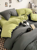 Set biancheria da letto con copripiumino verde grigio morbido
