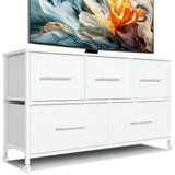 Cassettiera per camera da letto con 5 cassetti supporto TV con 4 ruote organizer per armadio