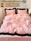 Set 3 pezzi biancheria da letto per dormitorio rosa, inclusi 1 copripiumino e 2 federe