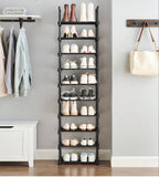 Scarpiera a 10 Ripiani Grande Scaffale Portascarpe in Metallo Fai da Te Scaffale Salvaspazio