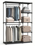 Armadio Aperto, Guardaroba Autoportante Scaffale Verticale, Appendiabiti con Barre Appendiabiti