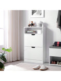 Vicco Scarpiera con 2 Scomparti a Ribalta Portascarpe con Ripiano 60 x 24 x 102 cm, Bianco