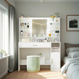 Toeletta da Trucco con Specchio luce LED a Luminosità Regolabile con Cassetti e Portaoggetti