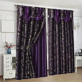 Eleganti Tende vintage in jacquard viola design con passante