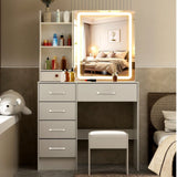Set da toeletta con sgabello, specchio scorrevole, toeletta, sedia da scrivania, cassetto