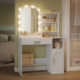 Toletta con specchio ovale toletta toletta con cassetti mobiletto portaoggetti e vani a giorno