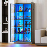 Vetrina in vetro e legno a 3 strati, vetrina da collezione, 1 anta con serratura