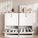 Scarpiera con 2 ante, con 4 scomparti, scarpiera bianca 60 x 30 x 99 cm