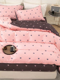 Set Copripiumino con motivo a cuore Set biancheria da letto morbido e delicato sulla pelle