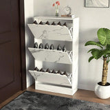 Scarpiera Portascarpe in Legno MDF con 3 Ante Porta Scarpe a Ribalta Maniglie a Scomparsa