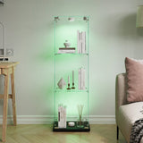 Vetrina in vetro autoportante con 3 ripiani in vetro e 1 anta in vetro temperato