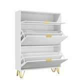 Scarpiera stretta multifunzionale 80 x 24 x 120 cm design a onde bianche