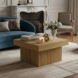 Tavolino quadrato 79x79cm, moderno tavolo da soggiorno in effetto legno naturale