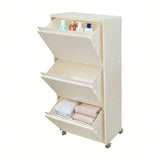 Scarpiera con cassetti a ribalta a 3 livelli, scarpiera da terra con ruote, carrello porta libri