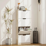 Scarpiera Salvaspazio Slim con 4 Ante a Ribalta, Scarpiera Ingresso con Ripiani Regolabili