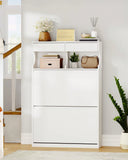 Scarpiera con 2 ante, ripiano portascarpe, ribaltabile, stretta 4 scomparti, regolabile, 16 paia