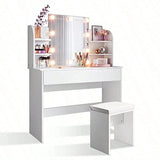 Toeletta da trucco 108x40x140cm con specchio, sgabello