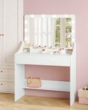 Toletta con grande specchio HD, toletta con 3 luci LED regolabili, toletta con 2 cassetti