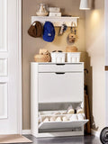 Scarpiera ribaltabile Scarpiera a 2 ribalte e un cassetto Portascarpe salvaspazio Slim, Bianco