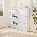 Armadietto per Scarpe con 3 Ante, Scaffale Chiuso per Scarpe Cassettiera Stretta