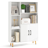 Libreria Scaffale con 5 Ripiani a Cubo Aperti e 2 Ante, Scaffale Espositivo in Legno Salvaspazio