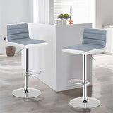 Set di 2 Sgabelli da Bar in Pelle, Girevoli e Regolabili con Base in Metallo Antiscivolo e Poggiapiedi