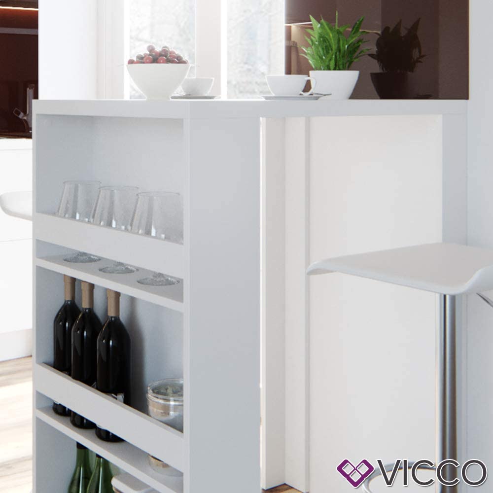 Vicco tavolo da bar Penisola Bancone Tavolino caffè 3 livelli Bianco
