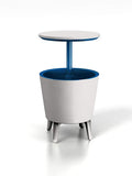 Tavolino da esterni con cesto porta-ghiaccio incorporato, Bianco/Blu