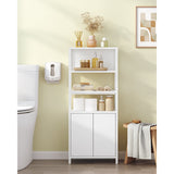 Mobile da Bagno mobile bagno 2 Ripiani Aperti Regolabili e 2 ante, vassoio in rete metallica ventilata