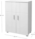 VASAGLE Armadietto da Bagno, Mobiletto Multiuso con Doppia Anta, Ripiani Regolabili, Cerniere Ammortizzate, Mobile per Bagno Cucina Corridoio, Piedini Regolabili, 60 x 30 x 82 cm, Bianco BBK42WT