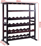 Cantinetta Portabottiglie Scaffale per Vino con Portabicchiere in Legno da 24 Bottiglie, Marrone Scuro,