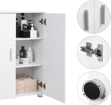 VASAGLE Armadietto da Bagno, Mobiletto Multiuso con Doppia Anta, Ripiani Regolabili, Cerniere Ammortizzate, Mobile per Bagno Cucina Corridoio, Piedini Regolabili, 60 x 30 x 82 cm, Bianco BBK42WT